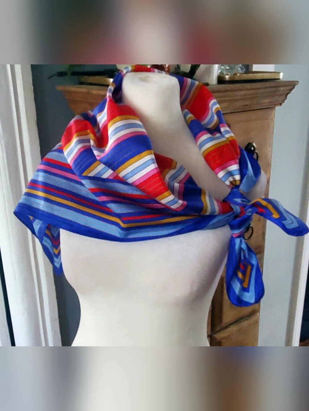 Oscar de la Renta Striped Silk Scarf